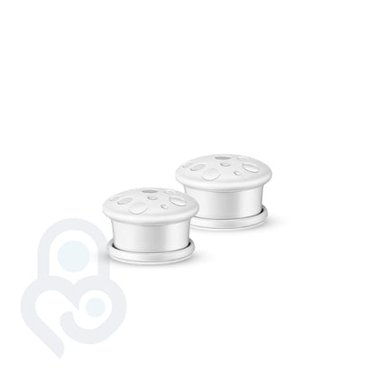 2-pack of white magnetic cabinet lock replacement keys with textured dome tops and ring bases