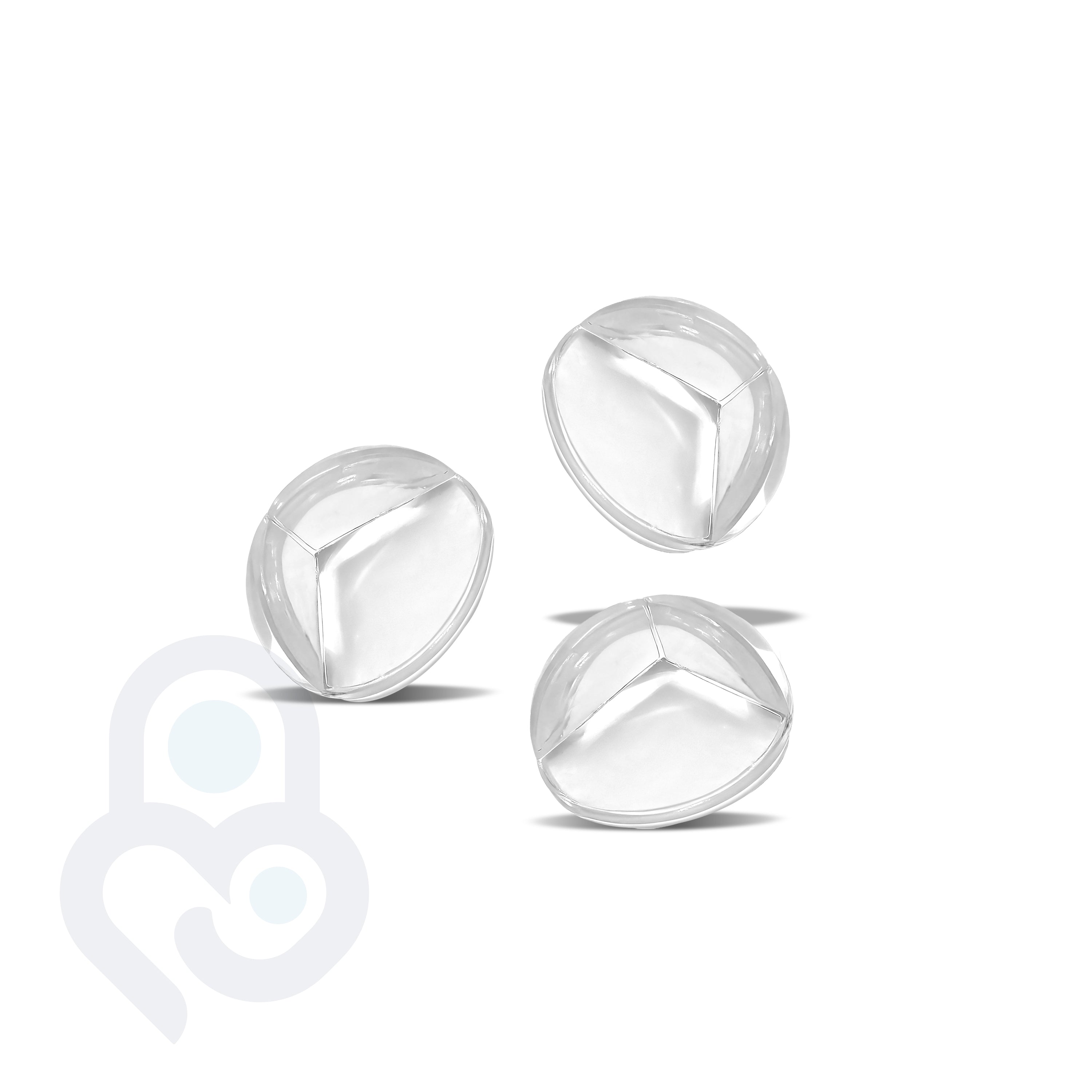 3 clear table corner protectors with tri-panel silicone cushion, BPA-free round dome guards